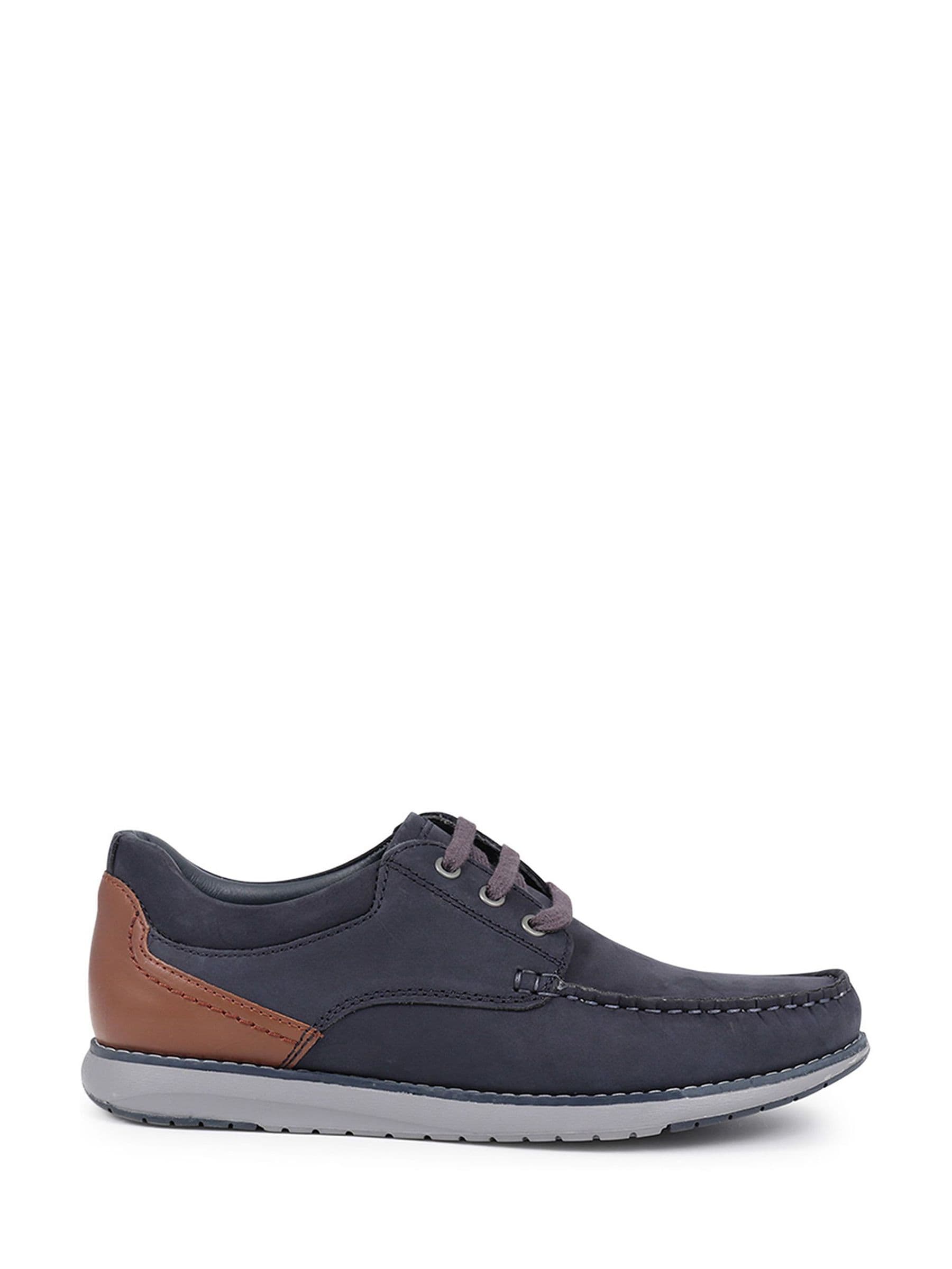 Buy Pavers Navy/Brown Pavers Leather Casual Boat Shoes from Next
