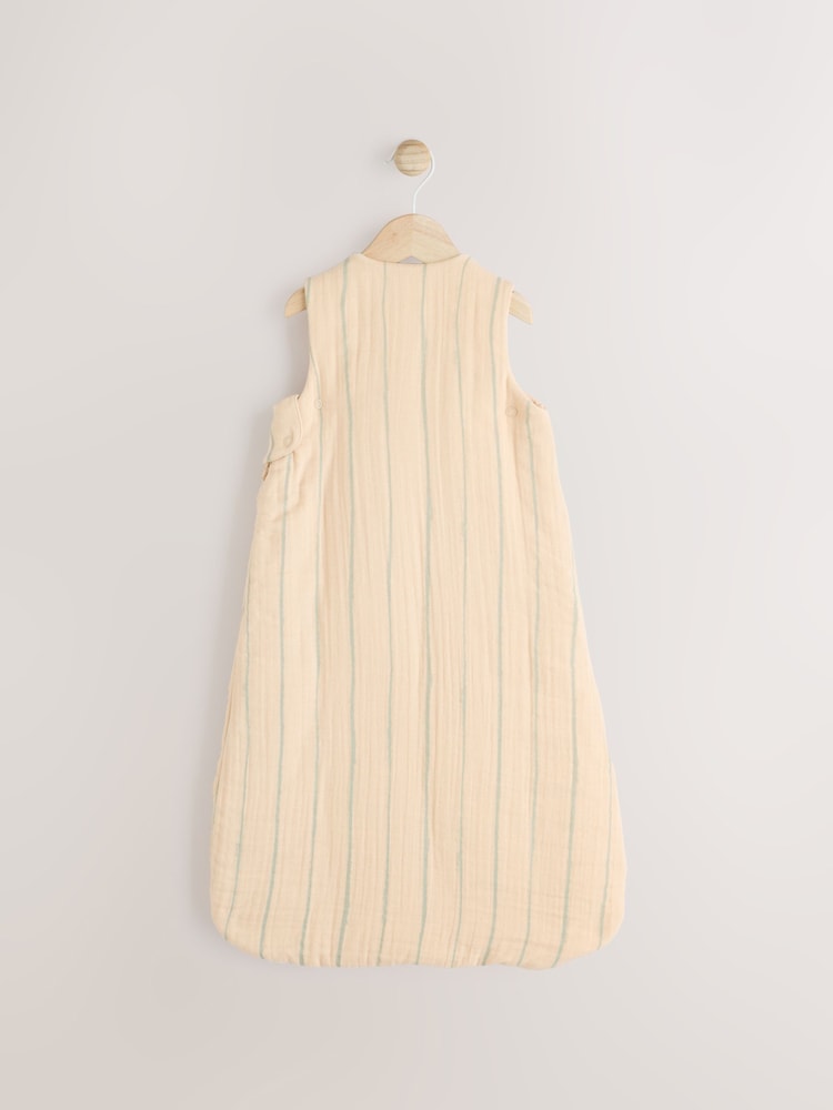 Sage Stripe 2.5 Tog Baby 100% Cotton Sleep Bag - Image 2 of 9