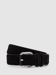Reiss Black Louie Suede Roller Bar Belt - Image 1 of 4