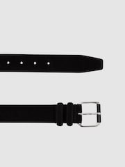 Reiss Black Louie Suede Roller Bar Belt - Image 3 of 4