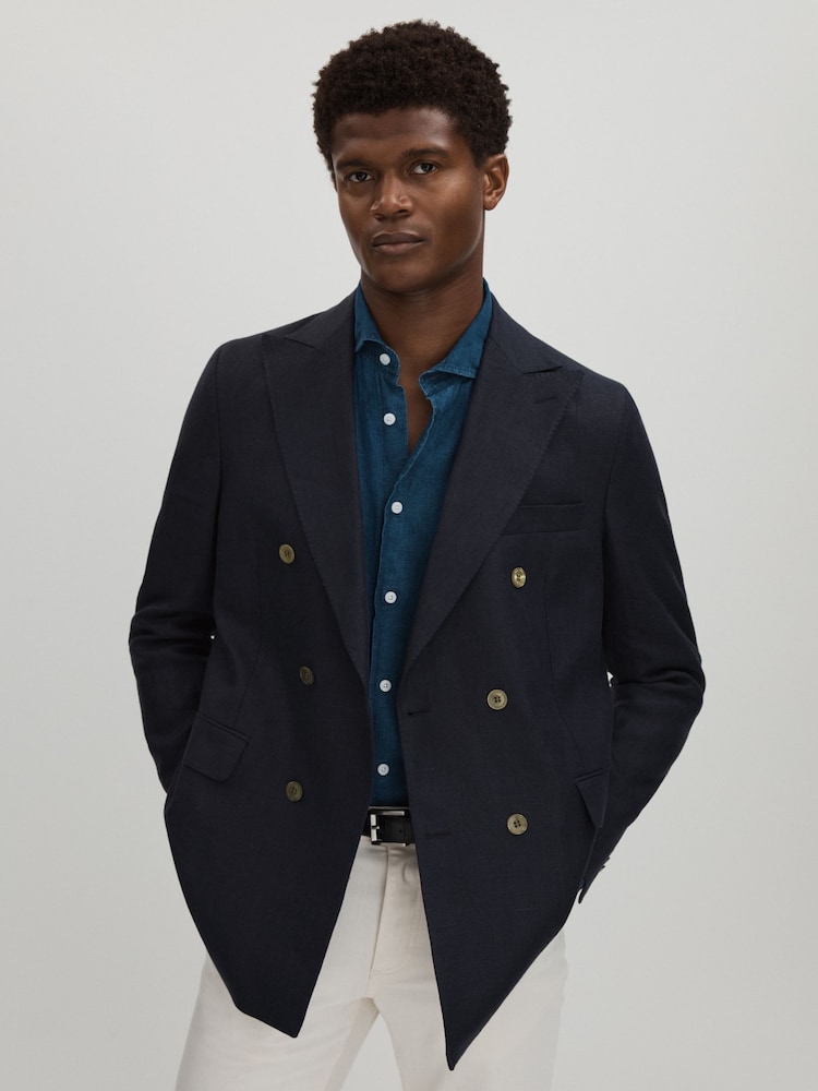Azul marino - Oscar Jacobson Wool Double Breasted Blazer - Imagen 1 de 6 Azul marino - Oscar Jacobson Wool Double Breasted Blazer - Imagen 1 de 6