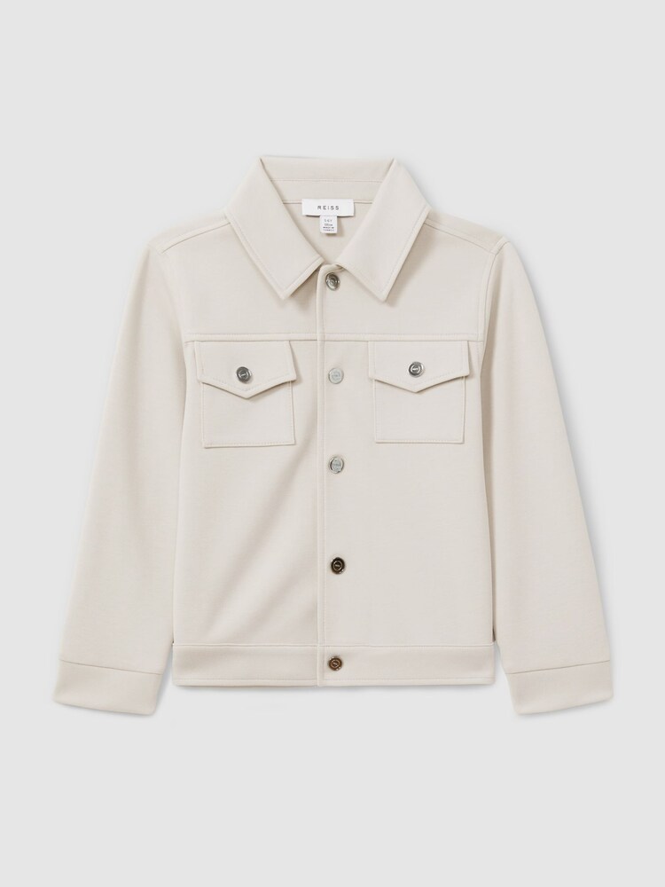 Reiss Cement Medina Interlock Jersey Zip-Through Jacket - Image 2 of 4 Reiss Cement Medina Interlock Jersey Zip-Through Jacket - Image 2 of 4