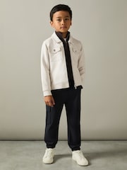 Reiss Cement Medina Interlock Jersey Zip-Through Jacket - Image 3 of 4
