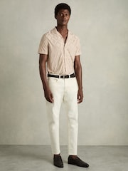 Reiss Dusty Pink Carter Geometric-Jacquard Cuban-Collar Shirt - Image 3 of 6