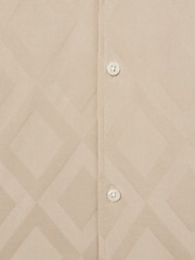 Reiss Dusty Pink Carter Geometric-Jacquard Cuban-Collar Shirt - Image 6 of 6