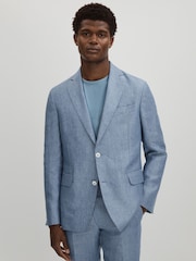 Oscar Jacobson Linen Single Breasted Blazer - Image 1 of 8
