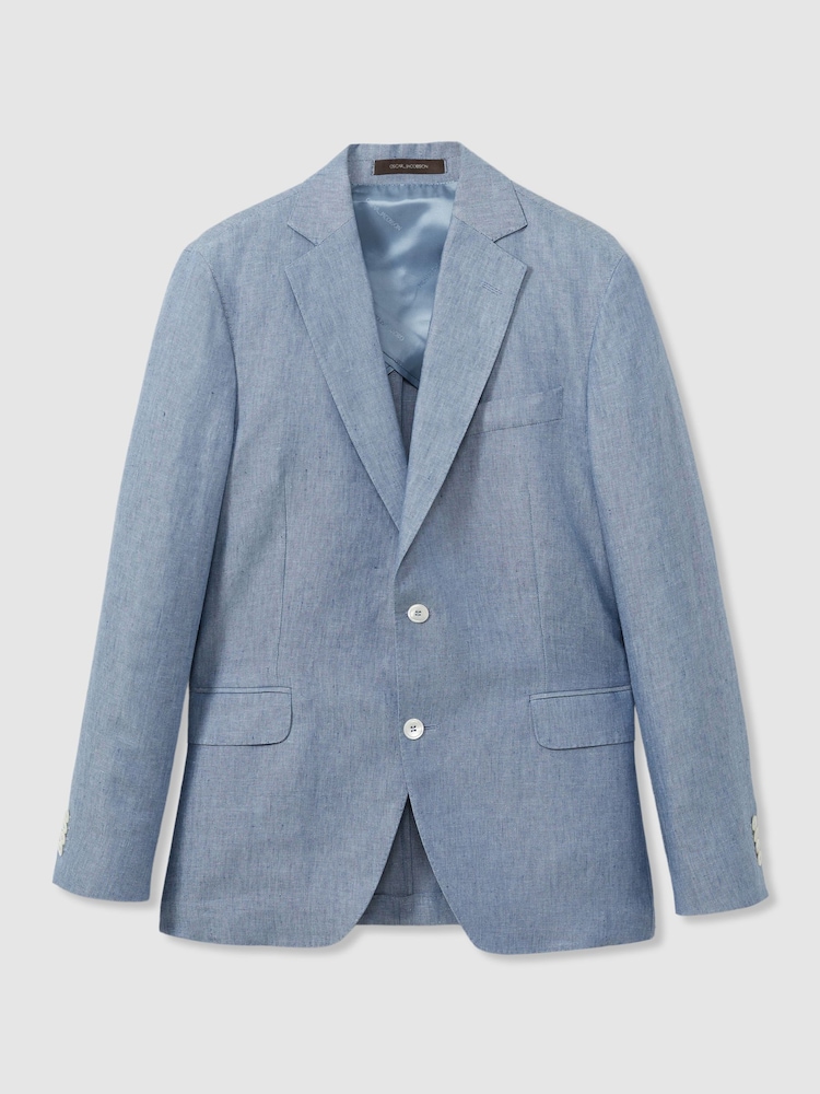 Oscar Jacobson Linen Single Breasted Blazer - Image 2 of 8