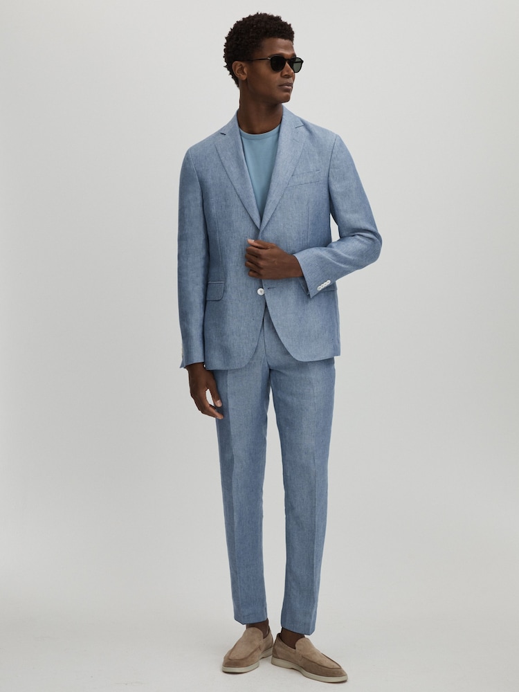 Oscar Jacobson Linen Single Breasted Blazer - Image 3 of 8