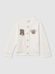 Reiss Off White Thelon 9-13 yrs Interlock-Jersey Basketball Bomber Jacket - Image 2 of 4