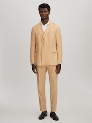 Oscar Jacobson Slim Fit Sand Wool Trousers - Image 1 of 6