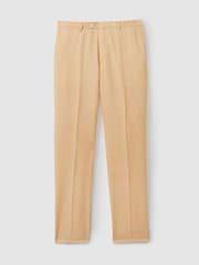 Oscar Jacobson Slim Fit Sand Wool Trousers - Image 2 of 6