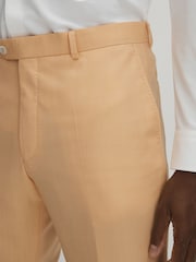 Oscar Jacobson Slim Fit Sand Wool Trousers - Image 4 of 6