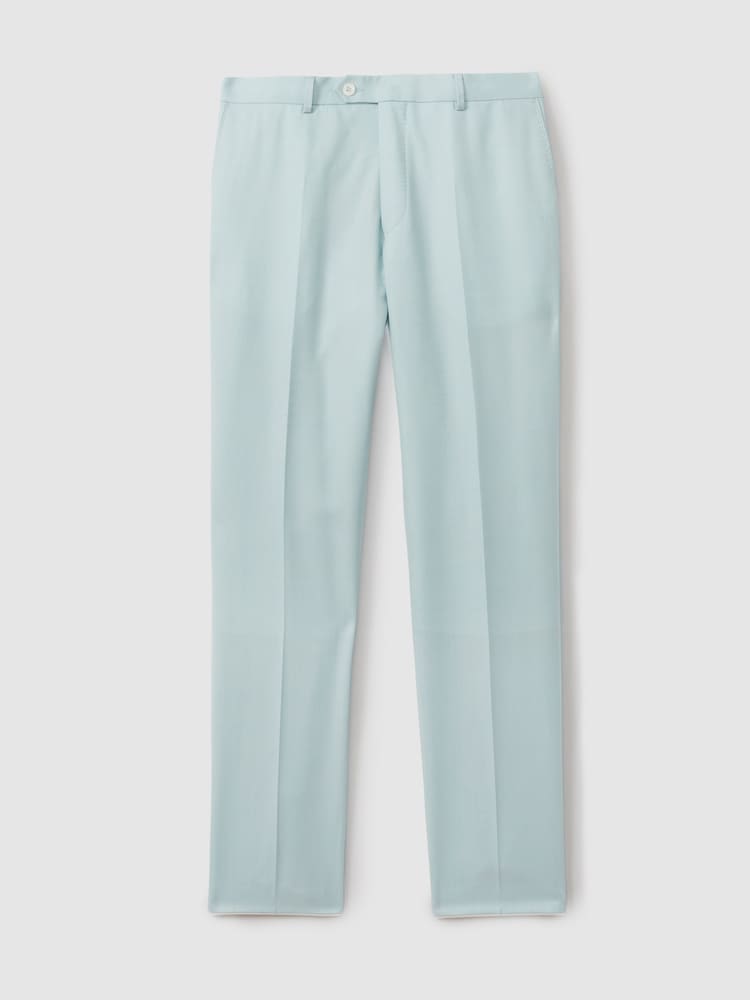 Oscar Jacobson Slim Fit Blue Wool Trousers - Image 2 of 6 Oscar Jacobson Slim Fit Blue Wool Trousers - Image 2 of 6