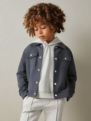 Azul acero - Reiss Carmello Textured Cotton Blend Jacket - Imagen 1 de 4