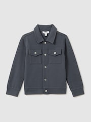 Azul acero - Reiss Carmello Textured Cotton Blend Jacket - Imagen 2 de 4