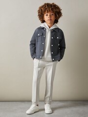 Azul acero - Reiss Carmello Textured Cotton Blend Jacket - Imagen 3 de 4
