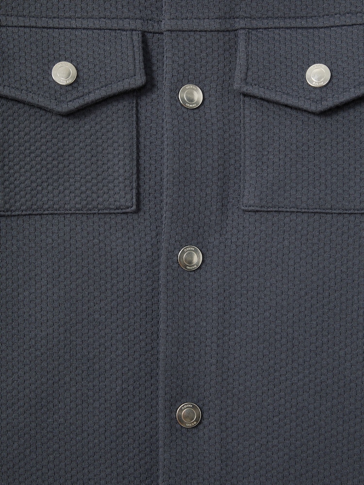 Azul acero - Reiss Carmello Textured Cotton Blend Jacket - Imagen 4 de 4