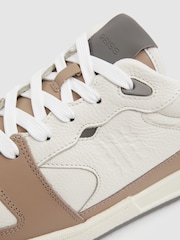 Reiss Light Brown/White Astor Leather Lace Up Trainers - Image 4 of 4