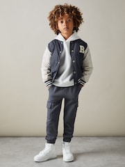 Azul acero - Pantalones de chándal de mezcla de algodón con cordón ajustable Arzin de Reiss - Imagen 1 de 4