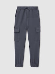 Azul acero - Pantalones de chándal de mezcla de algodón con cordón ajustable Arzin de Reiss - Imagen 2 de 4