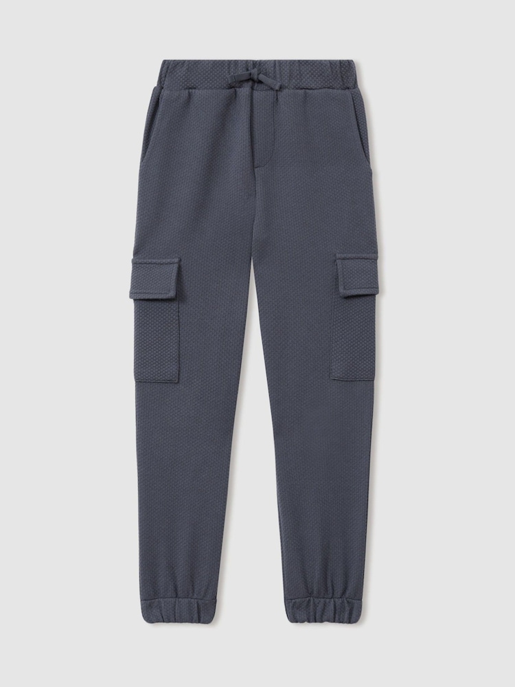 Azul acero - Pantalones de chándal de mezcla de algodón con cordón ajustable Arzin de Reiss - Imagen 2 de 4