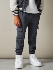Azul acero - Pantalones de chándal de mezcla de algodón con cordón ajustable Arzin de Reiss - Imagen 3 de 4