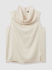 Reiss Ivory Manon Atelier Satin Cowl-Neck Top - Image 2 of 5