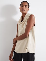 Reiss Ivory Manon Atelier Satin Cowl-Neck Top - Image 3 of 5