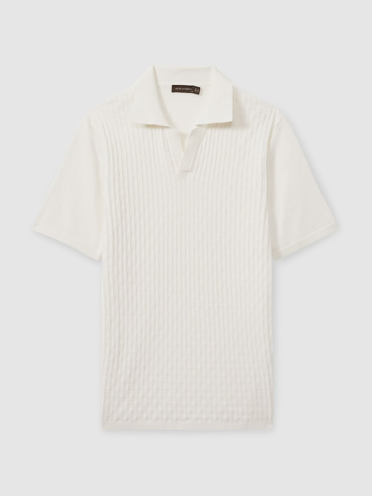 Oscar Jacobson 100% Cotton Open-Collar Polo Shirt - Image 2 of 5