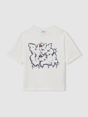 Reiss Off White Pictor 3-9 yrs Oversized Graffiti Print 100% Cotton T-Shirt - Image 2 of 4