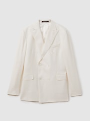 Oscar Jacobson Linen-Wool Twill Double Breasted Blazer - Image 2 of 6