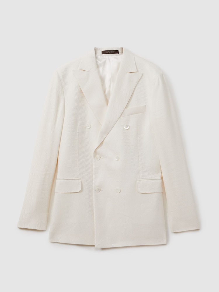 Oscar Jacobson Linen-Wool Twill Double Breasted Blazer - Image 2 of 6