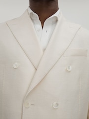 Oscar Jacobson Linen-Wool Twill Double Breasted Blazer - Image 4 of 6