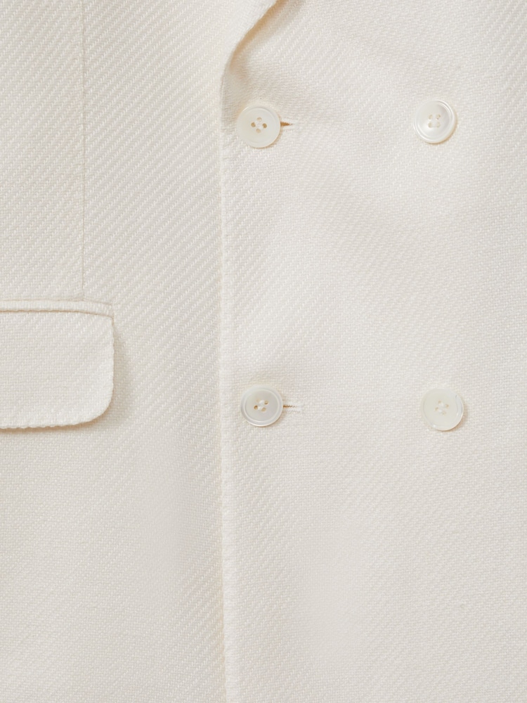 Oscar Jacobson Linen-Wool Twill Double Breasted Blazer - Image 6 of 6