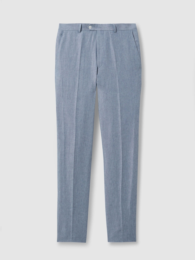 Oscar Jacobson Slim Fit 100% Linen Trousers - Image 2 of 6