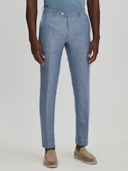 Oscar Jacobson Slim Fit 100% Linen Trousers - Image 3 of 6