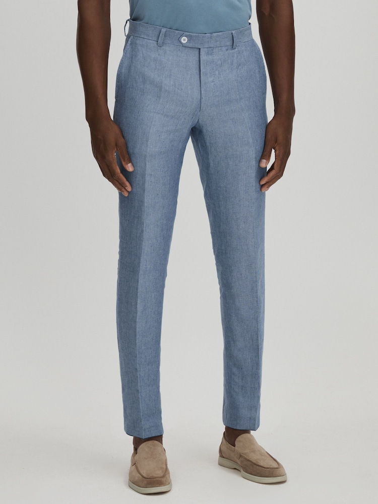 Oscar Jacobson Slim Fit 100% Linen Trousers - Image 3 of 6