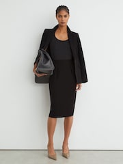 Reiss Black Gabi Tailored Midi Suit Skirt - Image 7 of 8