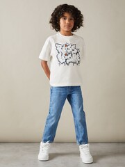 Reiss Off White Pictor 13-14 yrs Oversized Graffiti Print 100% Cotton T-Shirt - Image 2 of 4