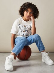 Reiss Off White Pictor 13-14 yrs Oversized Graffiti Print 100% Cotton T-Shirt - Image 3 of 4