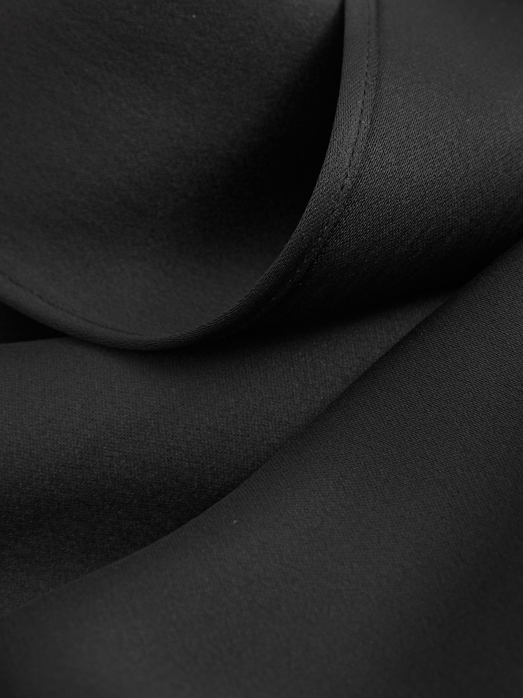 Reiss Black Laurence Atelier Asymmetric Satin Cape-Sleeve Mini Dress - Image 5 of 5