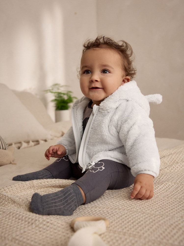 Gris con estrellas - Baby Cosy Fleece Jacket with 3D Ears - Imagen 1 de 10