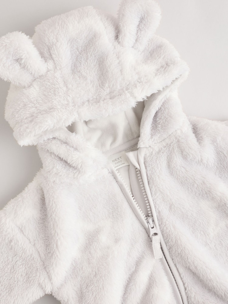 Grey Star Baby Cosy Fleece Jacket with 3D Ears - Image 8 of 10