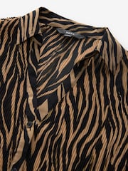 Zebra Print Pleated Long Sleeve Fitted Shirt - Image 7 of 8