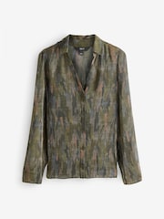 Khaki Camo Pleated Long Sleeve Fitted Shirt - Image 5 of 7