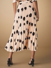 Ecru Spot Pleated Maxi Skirt - Image 3 of 7