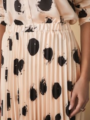 Ecru Spot Pleated Maxi Skirt - Image 4 of 7