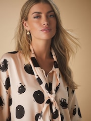 Ecru Spot Tie Neck Drape Blouse - Image 4 of 7