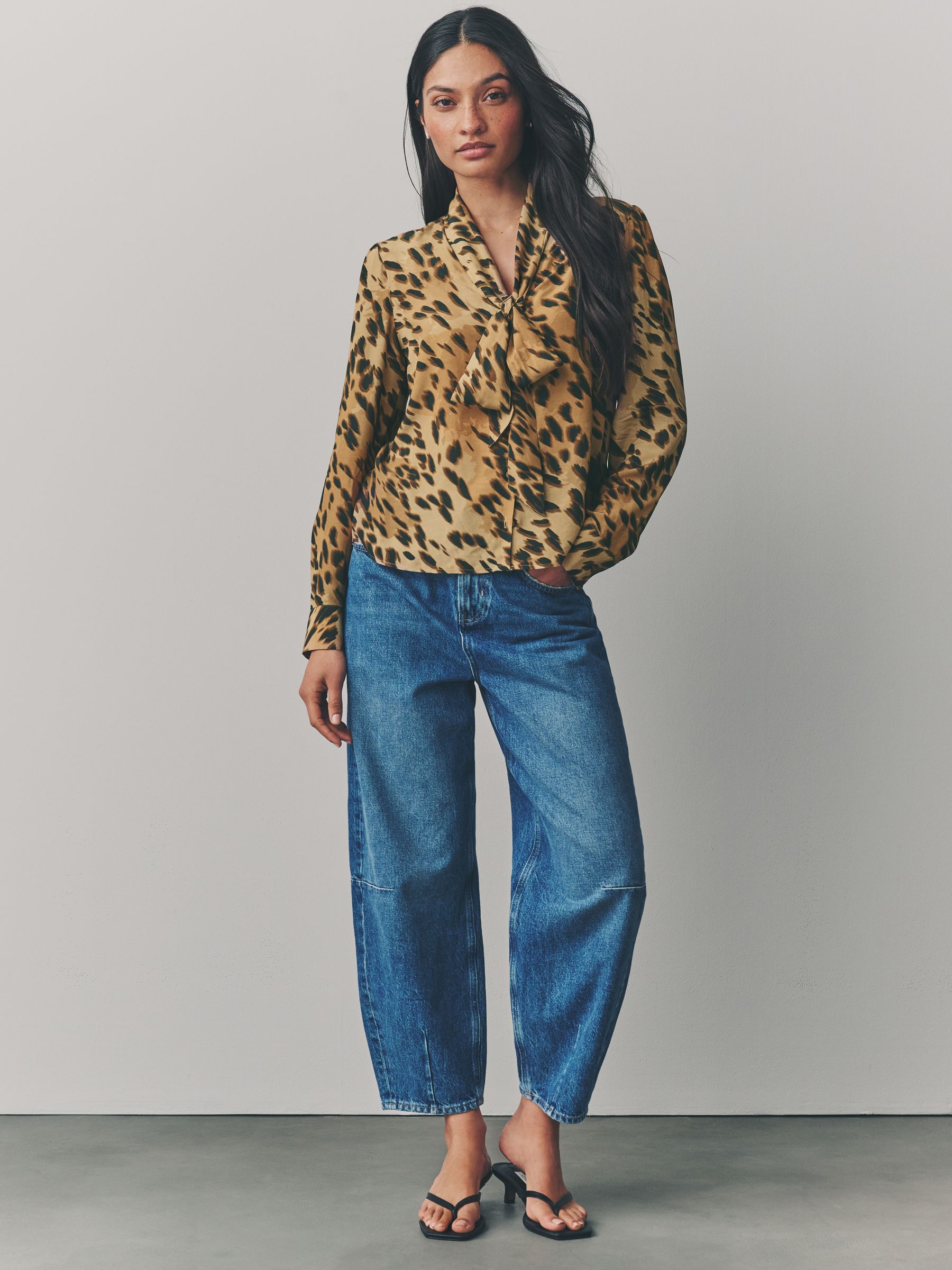 トップス deres bottle neck drape blouse Buy Leopard Print Tie Neck Drape Blouse from Next Romania