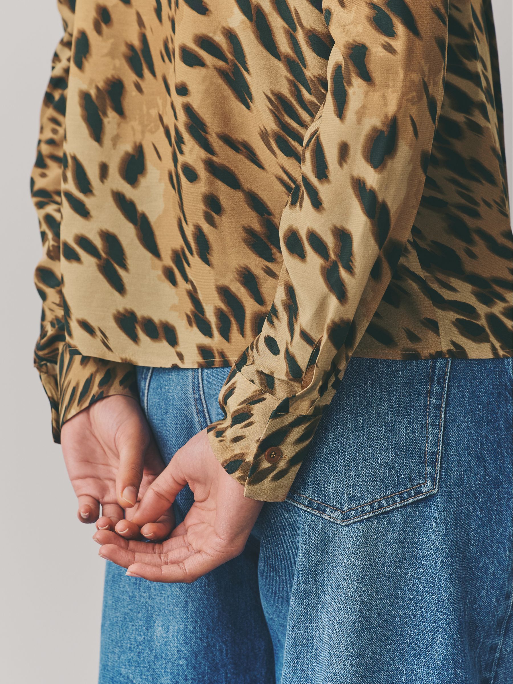 Buy Leopard Print Tie Neck Drape Blouse from Next Romania